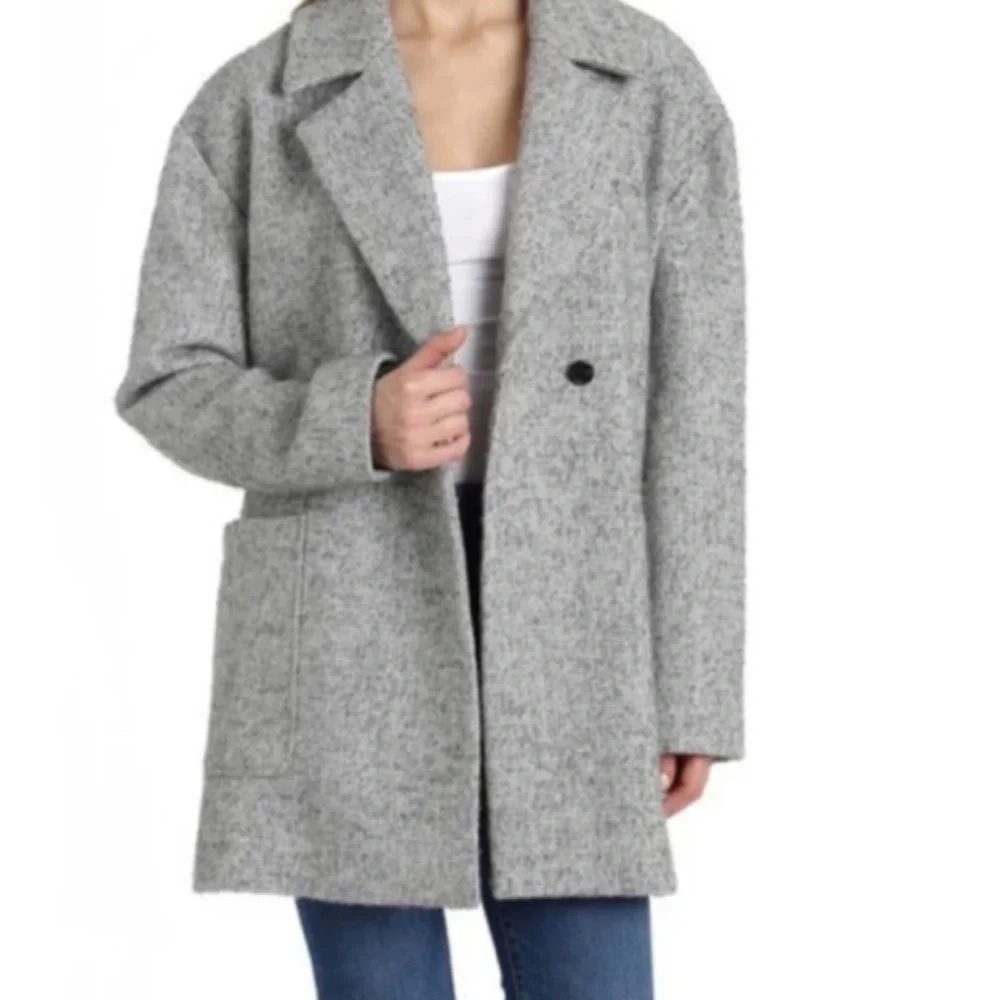 Avec Les Filles Gray Herringbone Wool Blend Coat Size Small